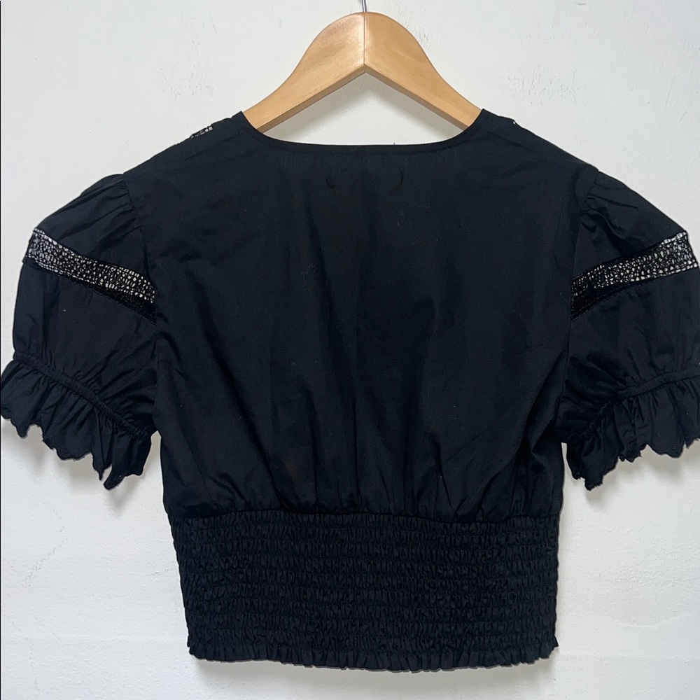 Abercrombie & Fitch Black Lace Detail Crop Top NWT size Small - Picture 3 of 7